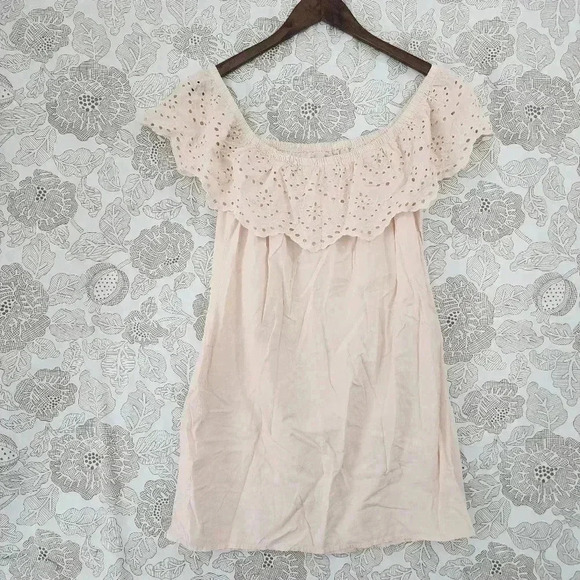 Express Boat neck Ruffle Cut out Mini Dress M - Picture 2 of 7
